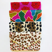 Load image into Gallery viewer, Cheetah Sisters Hand Beaded Clutch