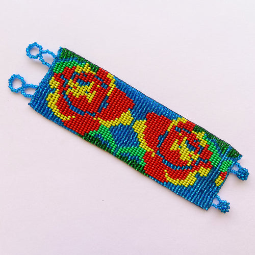 Red Roses Beaded Cuff