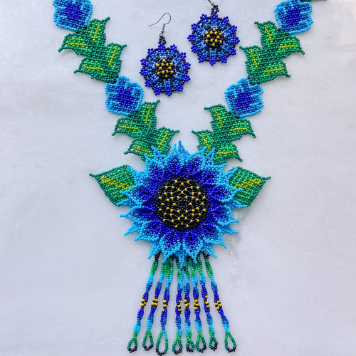 Feeling Blue Huichol Handmade Necklace